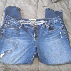 Distressed straight leg jeans